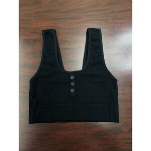 Gymshark Black Power Down Croplette Sports Top Size Small